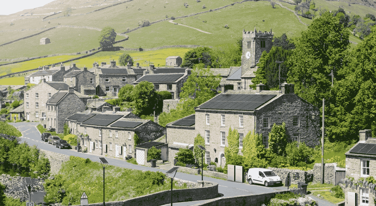 A stone-built UK village in summer light